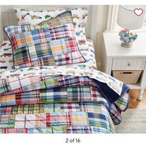 Pottery Barn kids madras vintage Plaid Patchwork quilt reversible cotton